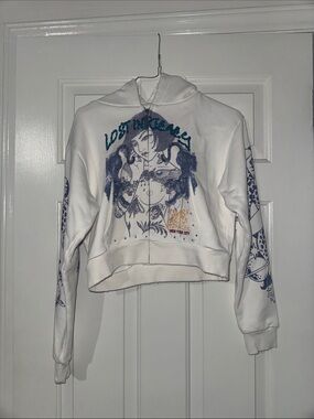 Lost Intricacy "Twin Tigers" White Zip-Up Hoodie